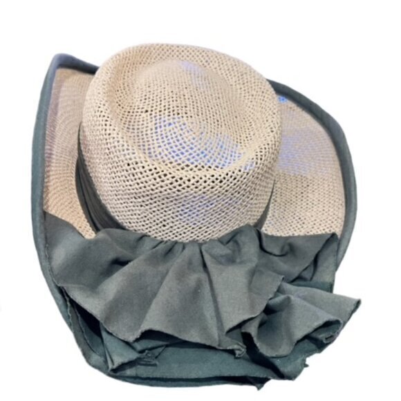 Atlanta 1996 Straw Sun Hat Women's 'The Game' Olympics 100 Green Tie One Size - Picture 9 of 11